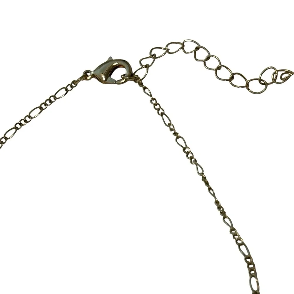 Faceted Bead Pendent Necklace Tassel Gold Tone Figaro Chain Blush Pink 30